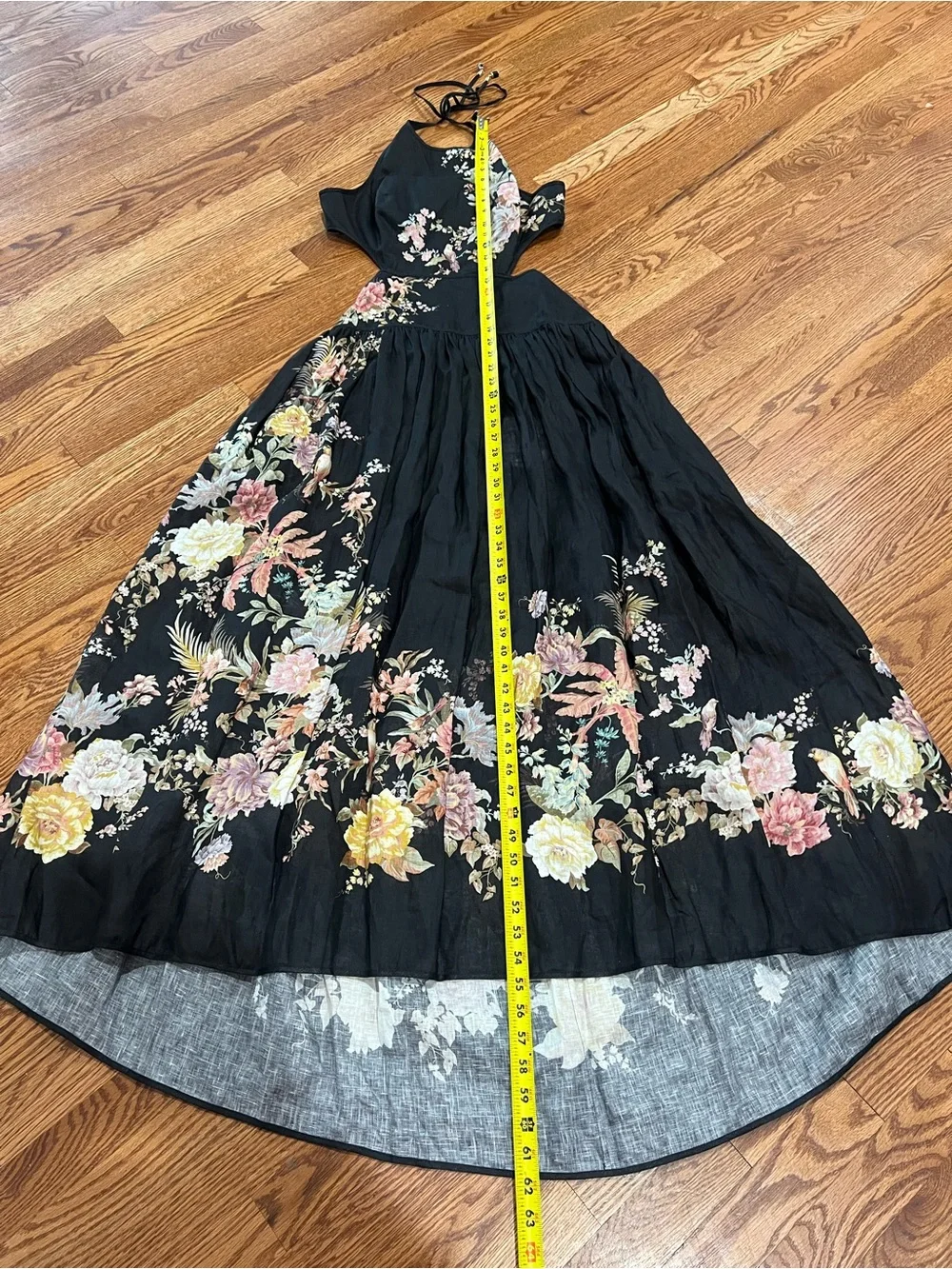 $895 Zimmermann Tallow Halter Midi Dress in Black Multi Floral - Size 3 (US 10) - Picture 7 of 15